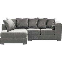Furnishings For Less UK Ella Boxed Arm Plush Velvet 3 to 4 Seater L Shaped Corner Sofa Grey Left Hand Facing