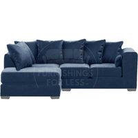 Ella Boxed Arm Plush Velvet 3 to 4 Seater L Shaped Corner Sofa Grey Left Hand Facing
