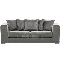 Furnishings For Less UK Ella Boxed Arm Plush Velvet Fabric 3 Seater sofa Black in Grey