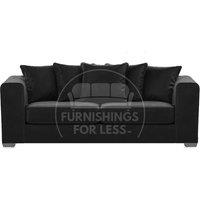 Furnishings For Less UK Ella Boxed Arm Plush Velvet Fabric 3 Seater sofa Black