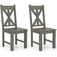 Gymax Wooden Dining Chairs Set of 2 Side Chairs Hollowed Backrest Wood Legs in Grey