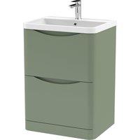 Balterley Floor Standing 2 Drawer Vanity Basin Unit Polymarble Basin Green 600mm
