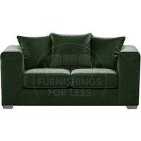 Furnishings For Less UK Ella Boxed Arm Plush Velvet Fabric 2 Seater sofa Gold in Green
