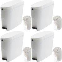 ProKleen White Pedal Operated Toilet Sanitary Bin 4 x 20L Capacity & 200 Liners