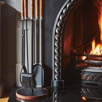 Ivyline Wooden Handle Round Companion Set H73cm W24cm in Black