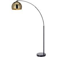 Teamson Home Modern Curved Arc Floor Lamp with Bell Shade & Marble Base, Gold/Black in Gold