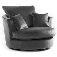 Furnishings For Less UK Victoria Soft Plush Velvet Fabric Swivel Chair 360 Rotation Single Seater in Grey