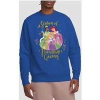 Disney Princess Men's Christmas Season Of Giving Ariel, Tiana Sweatshirt Royal | Size: Small