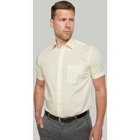 Double TWO Men's Pale Lemon Short Sleeve Cotton Rich Non-Iron Shirt in Yellow | Size: 20 inches