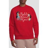 Disney Princess Men's Christmas Bold Holiday Spirit Jasmine, Sweatshirt Red | Size: Medium