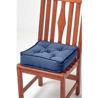 Homescapes Cotton Dining Chair Booster Cushion in Navy | Size: 40 cm x 40 cm