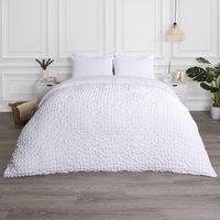 OHS Luxury Seersucker Duvet Cover Set Geo Pillowcase Quilt in White | Size: King
