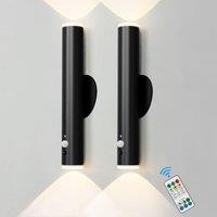 Harper Living Set of 2 Battery Operated Wall Light, Dimmable & Colour Changing Wall Sconces, Black