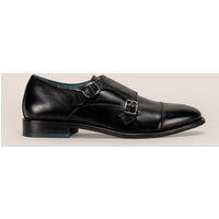Oswin Hyde Men's Oscar Leather Velvet Monk Strap in Black | Size: 10