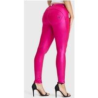 Freddy Women's WR.UP Disco Pants Mid Rise Full Length Trousers in Bright Pink | Size: Large