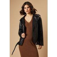 Oasis Women's PU Leather Zip Detail Jacket in Black | Size: Small