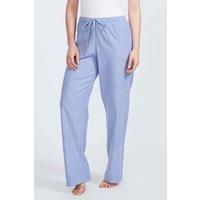 British Boxers Women's 'Staffordshire Blue' Herringbone Brushed Cotton Pyjama Trousers in Blue | Size: XS
