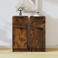 Berkfield Home Sideboards 2 pcs Smoked Oak 30x30x70 cm Engineered Wood in Brown | Size: 30 x 30 x 70 cm