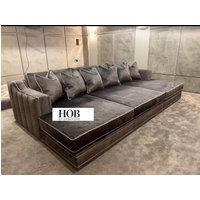 HOB Furniture Thomas Linear Luxury Cinema Sofa - 10ftx6ft in Dark Grey