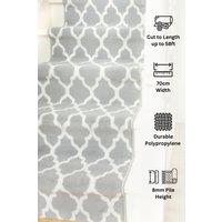 Kukoon Grey Trellis Cut to Measure Stair Carpet Runner Rug 70cm Wide | Size: 70 cm x 1500 cm
