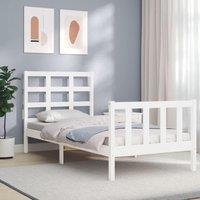 Bed Frame with Headboard White Small Single Solid Wood