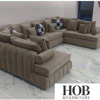 HOB Furniture Oyster Oxford U Shape Chaise Sofa - Sofa Only - 14ftx7ftx7ft in Grey