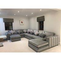 HOB Furniture Luxury Linear Thomas U Shape Sofa With Chaise End - 16ftx8ftx5ftx5ft in Dark Grey