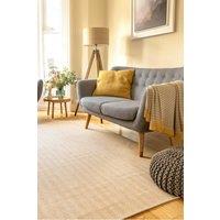 Kukoon Natural Golden Beige Jute Micro Woven Herringbone Pattern Cotton Border Area Rug | Size: 200 cm x 290 cm