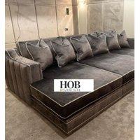 HOB Furniture Thomas Linear Luxury Cinema Sofa - 14ftx6ft in Light Green