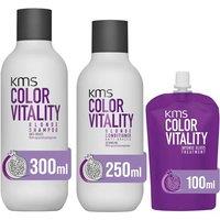 KMS Color Vitality Shampoo 300ml, Conditioner 250ml & Intense Gloss Treatment 100ml in Clear