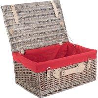 Wicker 51cm Antique Wash Picnic Basket with Cotton Lining