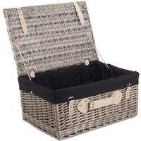 Red Hamper Wicker 51cm Antique Wash Picnic Basket with Cotton Lining in Black