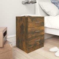 Berkfield Home Bedside Cabinet Smoked Oak 38x35x56 cm Engineered Wood in Brown | Size: 38 x 35 x 56 cm