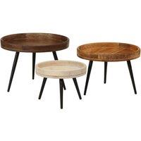 Round Coffee Tables 3 pcs Solid Wood Mango