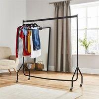 House of Home Clothes Rail Extra Strong Heavy Duty Metal With Wheels Rack 5FT Long x 5FT Tall in Black