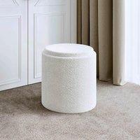 CARME HOME Hailey Ivory Boucl Fabric Storage Stool Decor For Living Room Bedroom Ottoman Footstool Upholstered in White