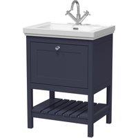 Balterley Floor Standing 1 Drawer Vanity 1 Tap Hole Fireclay Basin Blue 600mm