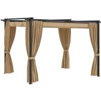 Berkfield Home Gazebo with Curtains 3x3 m Taupe Steel in Beige