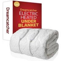Dreamcatcher Deluxe Electric Blanket Fitted Polar Fleece Heated Bed Under blanket 3 Heat Settings, Single/Double/King/Super King Options in White