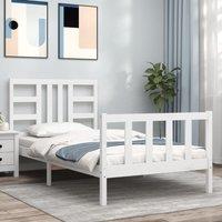 Berkfield Home Bed Frame with Headboard White 100x200 cm Solid Wood