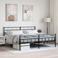 Berkfield Home Metal Bed Frame with Headboard & Footboard Black 193x203 cm