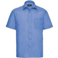 Russell Collection Men's Poplin Easy-Care Short-Sleeved Shirt in Blue | Size: 18 inches