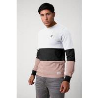 Enorsia Men's Long Sleeve Colourblock Sweatshirt in White | Size: Medium