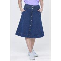 Enorsia Women's Button Through Denim Skirt in Blue | Size: 10