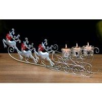 Marco Paul Christmas Reindeer Candle Holder- 3 Pillar Candles in Silver