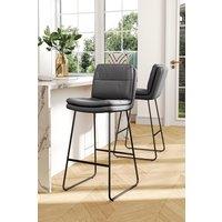 2Pcs Modern Faux Leather Upholstered Breakfast Bar Stool