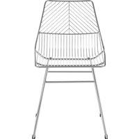 Orsina Sturdy Small Chrome Metal Wire Chair, Metal Chair for Kitchen, Outdoor Tapered Metal Chair for Patio, Lawn in Silver
