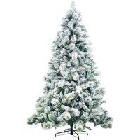 Shatchi 5FT Frosted Snowy Boulder Pine Helsinki Fir Green Tips Bushy Artificial Plain Christmas Tree in White