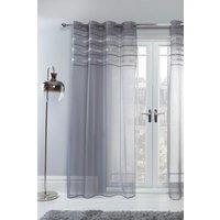 OHS Pair of Diamante Voile Eyelet Net Curtains in Charcoal | Size: 140 cm width x 220 cm drop