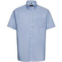 Russell Collection Men's Oxford Easy-Care Short-Sleeved Shirt in Blue | Size: 21 inches